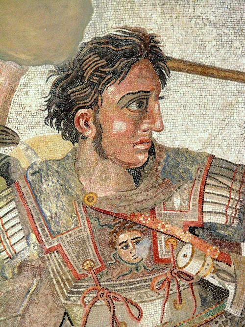 Alexander the Great, detail of the Alexander Mosaic from the House of the Faun in Pompeii, circa 100 BCE