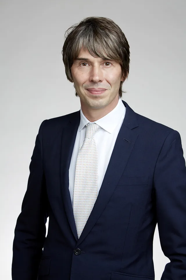 Brian Cox photographed in a studio portrait