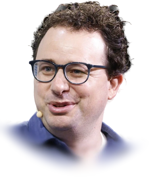 Dario Amodei speaking at TechCrunch Disrupt in San Francisco in September 2023
