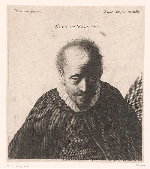 Doctor Faustus, 17th-century engraving after Rembrandt van Rijn