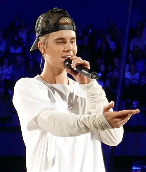 Justin Bieber performing in concert in Rosemont, Illinois, in 2015