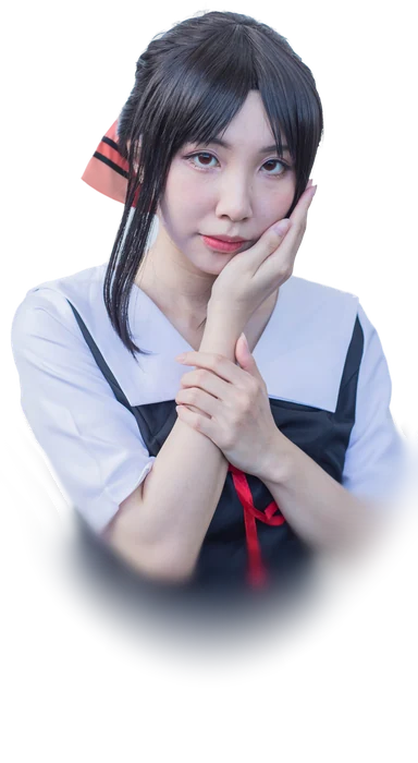 A cosplayer as Kaguya Shinomiya, photographed at an anime convention in 2020