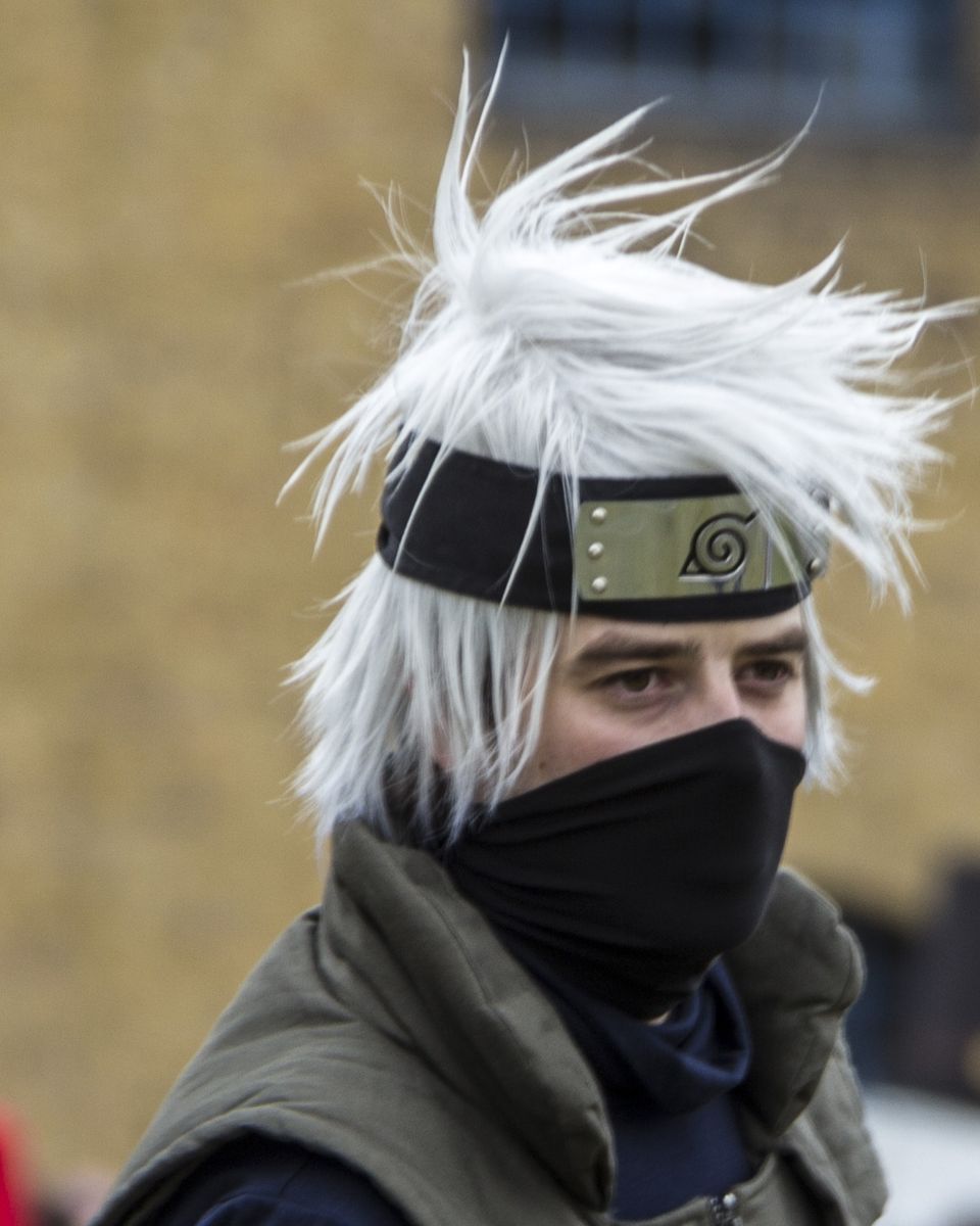 A cosplayer dressed as Kakashi Hatake from Naruto, photographed at MCM London Comic Con in May 2015