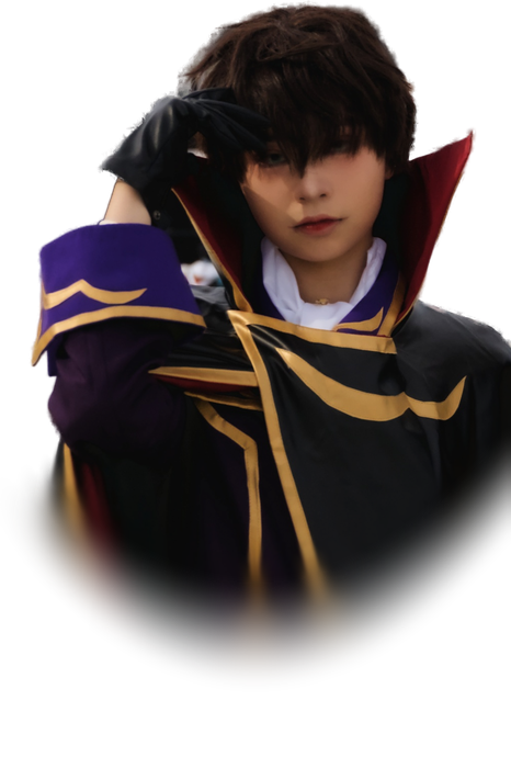 A cosplayer dressed as Lelouch Lamperouge from Code Geass, photographed at SMASH 2025