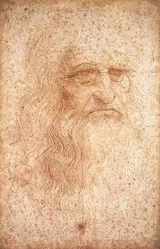 Red chalk drawing, presumed self-portrait of Leonardo da Vinci
