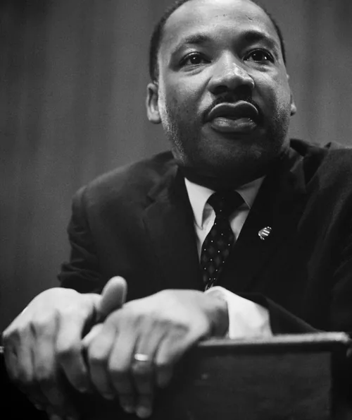 Martin Luther King Jr. at a press conference on March 26, 1964