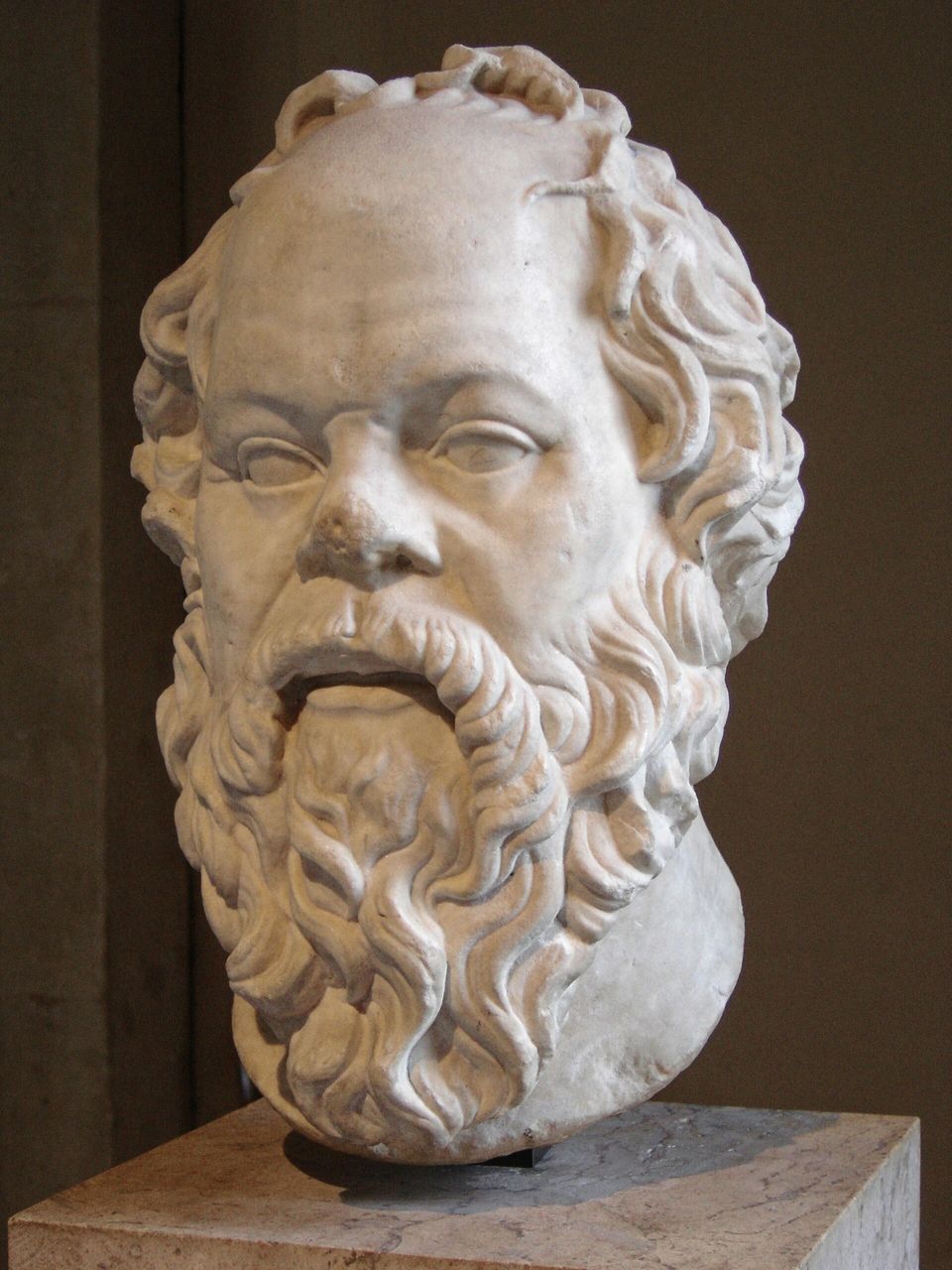 Marble portrait bust of Socrates, a Roman copy held in the Louvre