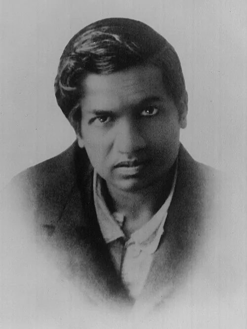 Srinivasa Ramanujan photographed in 1913, from the Trinity College collection