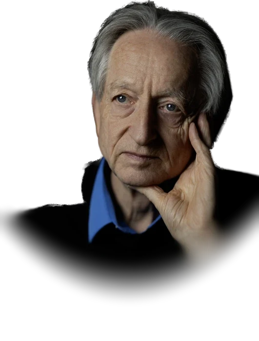 Geoffrey Hinton resting his head on his hand, photographed in May 2026
