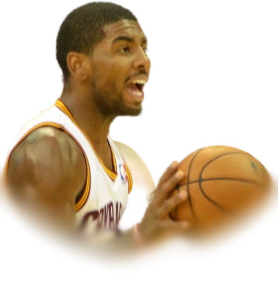 Kyrie Irving in a white Cleveland Cavaliers jersey holding a basketball during a game in October 2013