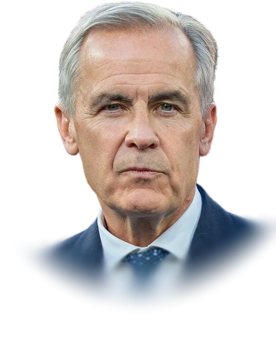 Mark Carney, Prime Minister of Canada, with short silver-grey hair, in a navy suit, white shirt and a blue patterned tie with a small lapel pin, photographed in July 2026