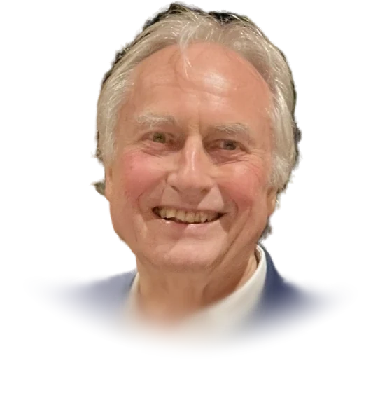 Richard Dawkins smiling in a blue jacket, photographed at a dinner in October 2022