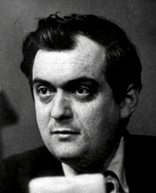 Stanley Kubrick in a black-and-white still from the trailer for Dr. Strangelove